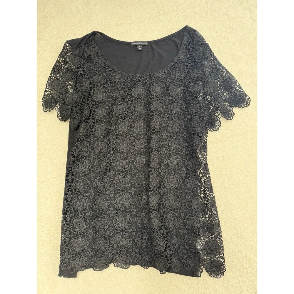 Black Lace Top Whimsigoth Witchy Dark‎ Romantic Fairy Flare Feminine Boho Size M
